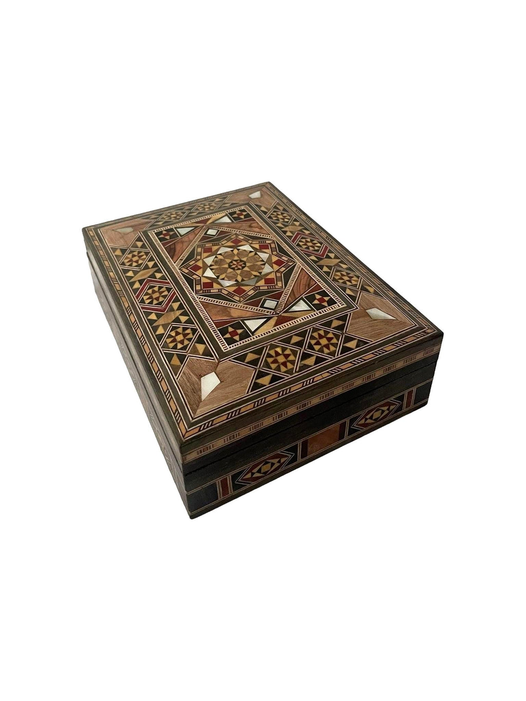 17.2 × 13 × 5 cm | Boîte à bijoux tendance en bois et nacre, réalisées à la main | Mosaïque Syrienne