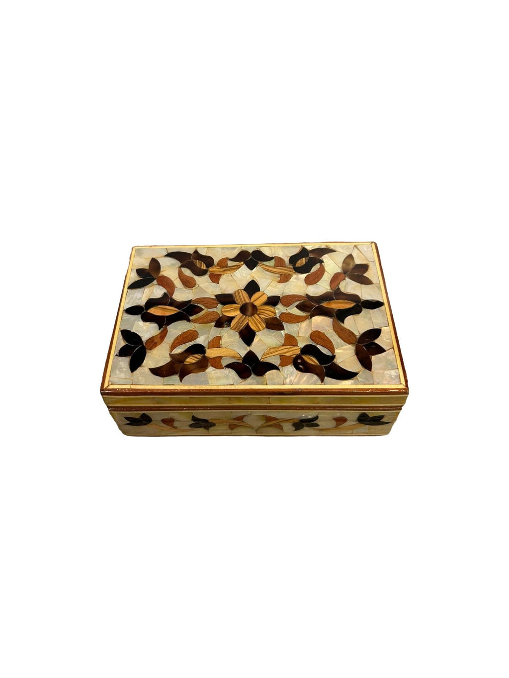 18 × 12.4 × 7 cm | Coffret à bijoux artisanal rectangulaire en nacre coloré | Mosaïque Syrienne