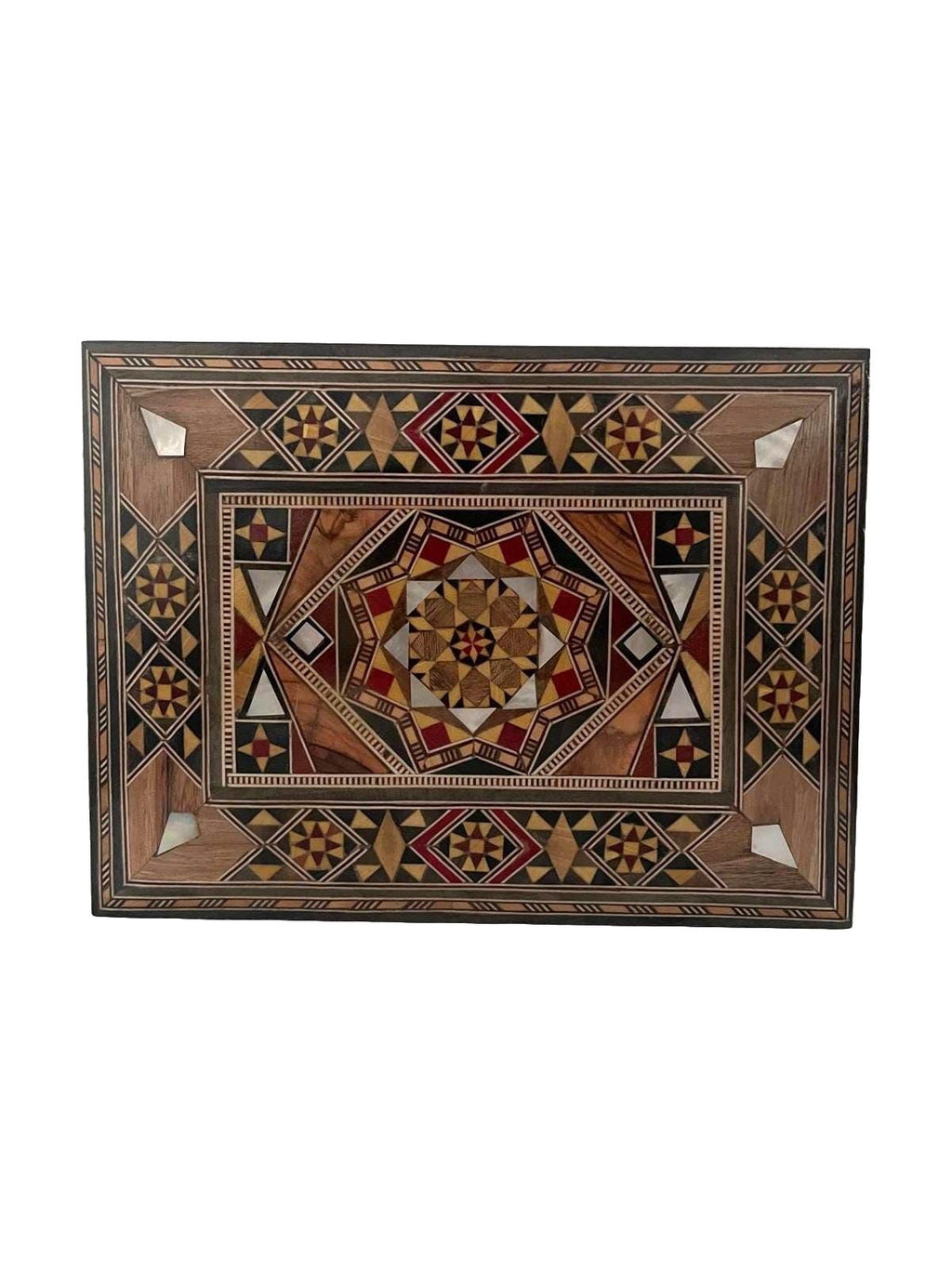 17.2 × 13 × 5 cm | Boîte à bijoux tendance en bois et nacre, réalisées à la main | Mosaïque Syrienne