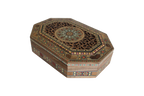 31.5 × 21 × 7 cm | Boîte à bijoux Octagonal tendance en bois et nacre, réalisées à la main | Mosaïque Syrienne