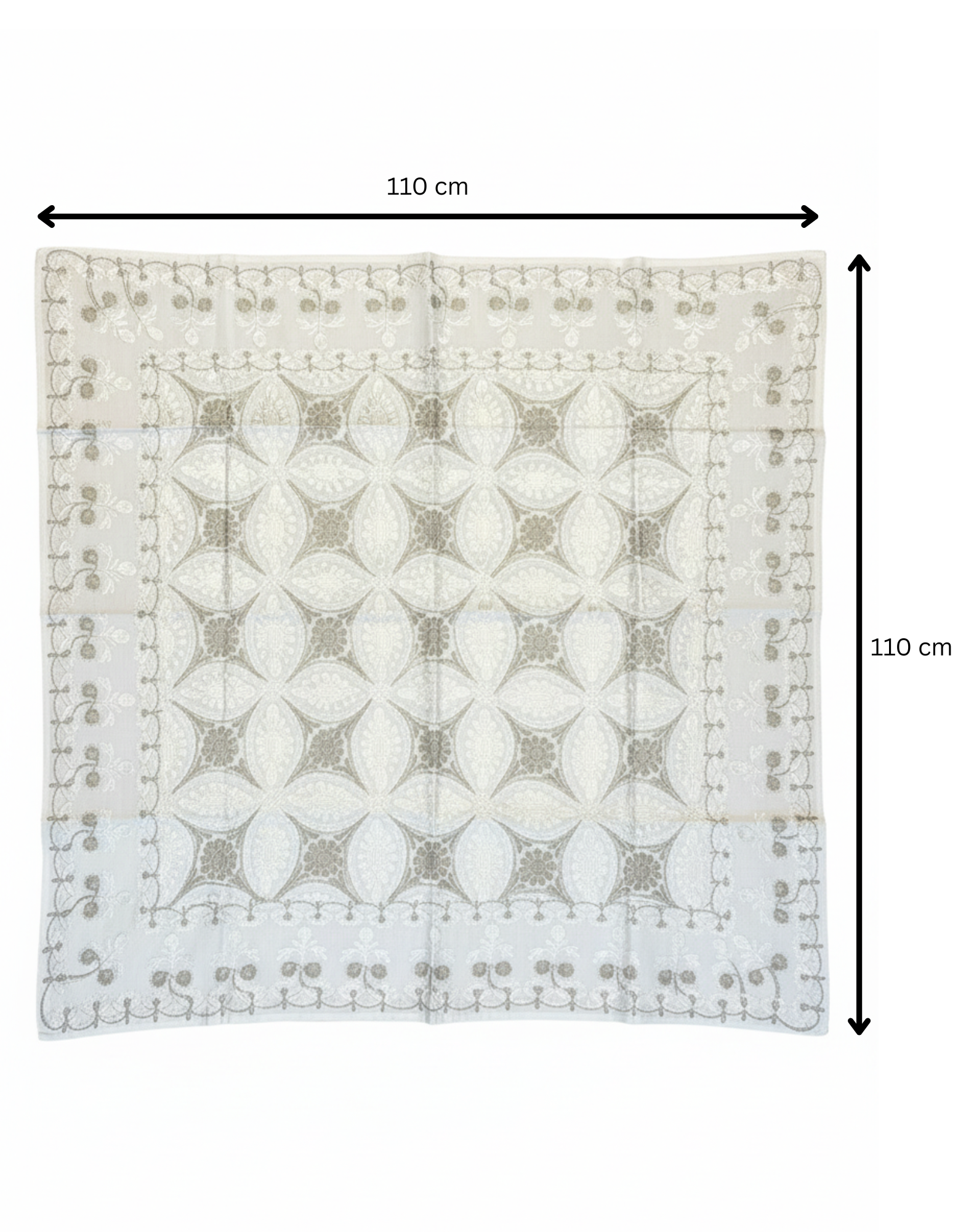 White tablecloth and 4 cotton napkins – Traditional Syrian embroidery – Aghabani
