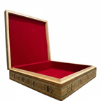 35.5 × 35.5 × 7.9 cm | Grand Coffret décoratif carré en bois et nacre, incrustée à la main | Mosaïque Syrienne