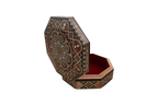 Boîte à bijoux tendance octogonale plane en bois et nacre, incrustée à la main | Mosaïque Syrienne | Taille 21.5 * 21.5 * 7 cm