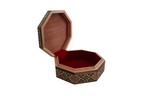 Boîte à bijoux tendance octogonale plane en bois et nacre, incrustée à la main | Mosaïque Syrienne | Taille 21.5 * 21.5 * 7 cm